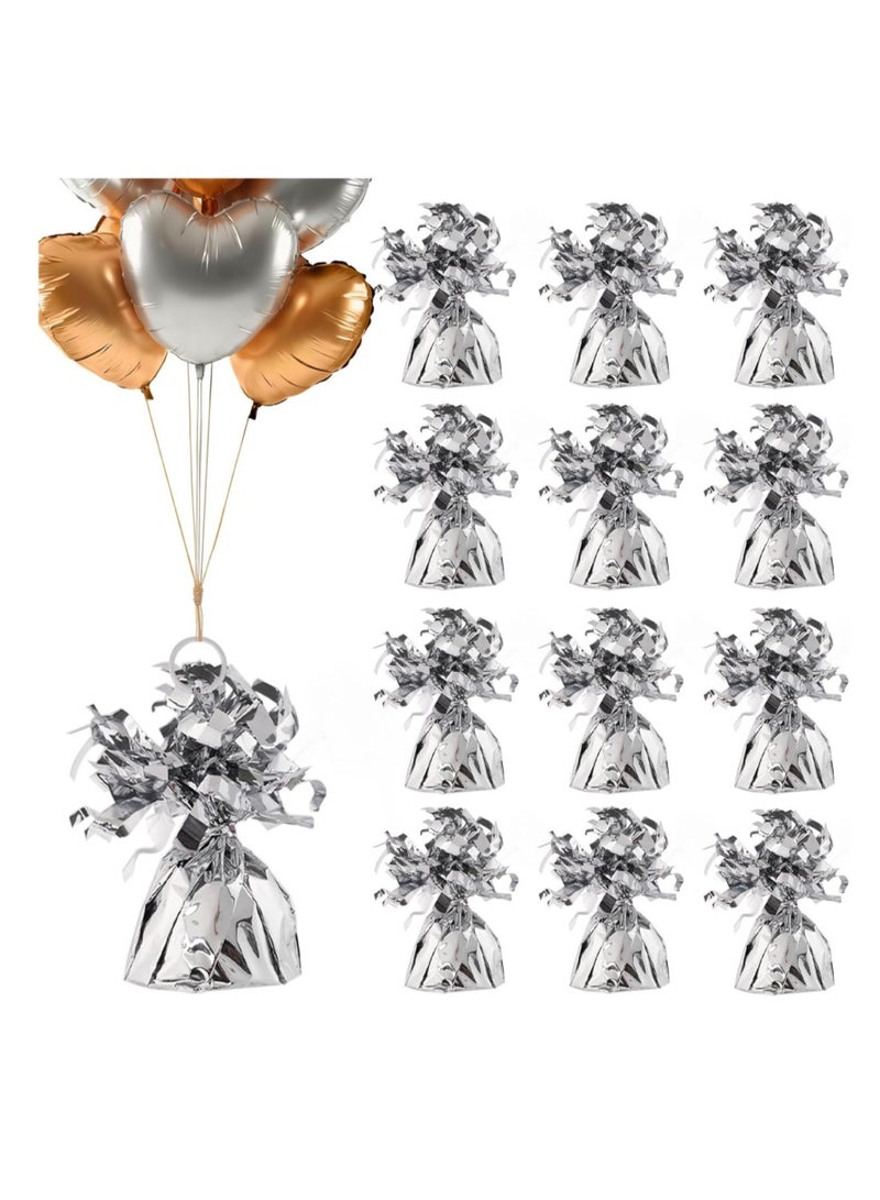 DAILYCHIC 12Pcs Metallic Silver Heavy Solid Balloon Weights Pack Holder, Table Centerpiece DIY Décor For Christmas Ramadan Birthday Party Favors Wedding Graduation, Large 6 OZ 170 G - Image 1